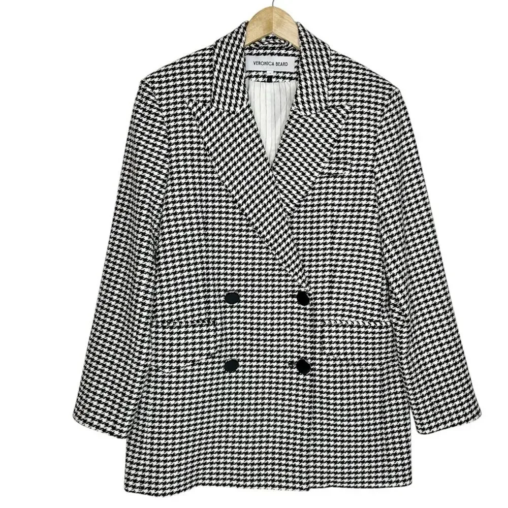 VERONICA BEARD Hutchinson Houndstooth Oversized Belted Dickey Blazer - Picture 4 of 8